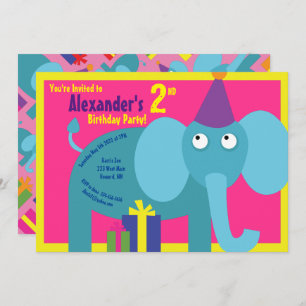 Invitaciones a la fiesta de cumpleaños de Elephant