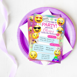Invitaciones a la fiesta de cumpleaños de emoji, F
