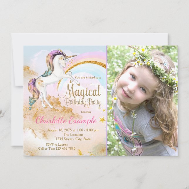 Invitaciones a la fiesta de cumpleaños de fotos de (Anverso)