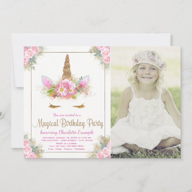 Invitaciones a la fiesta de cumpleaños de fotos de (Anverso)