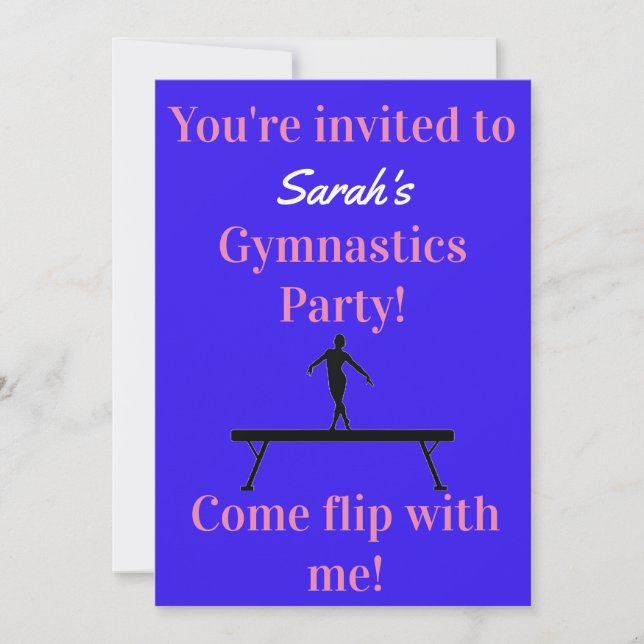 Invitaciones a la fiesta de cumpleaños de gimnasia (Anverso)