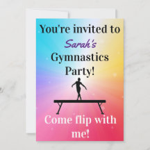 Invitaciones a la fiesta de cumpleaños de gimnasia