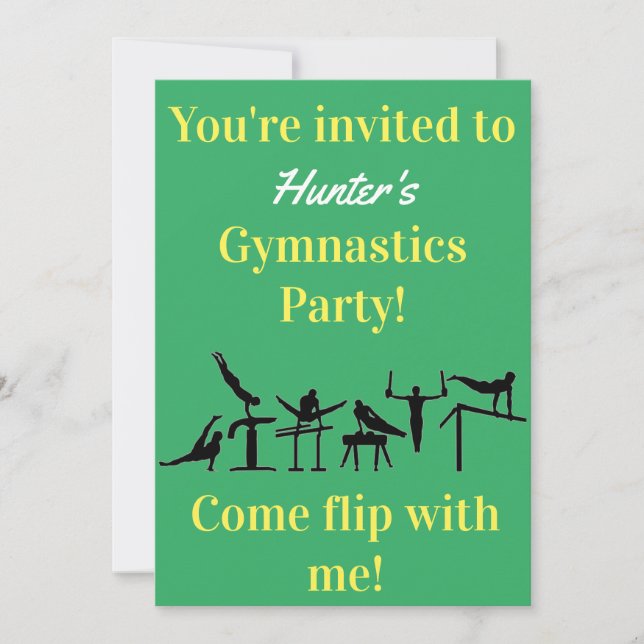 Invitaciones a la fiesta de cumpleaños de gimnasia (Anverso)
