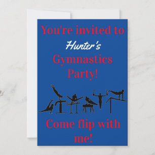 Invitaciones a la fiesta de cumpleaños de gimnasia
