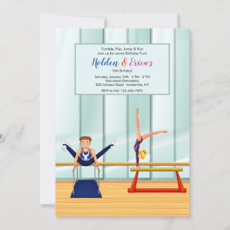 Invitaciones a la fiesta de cumpleaños de gimnasta