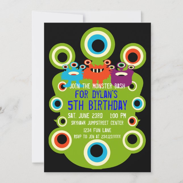 Invitaciones a la fiesta de cumpleaños de Green Mo (Anverso)