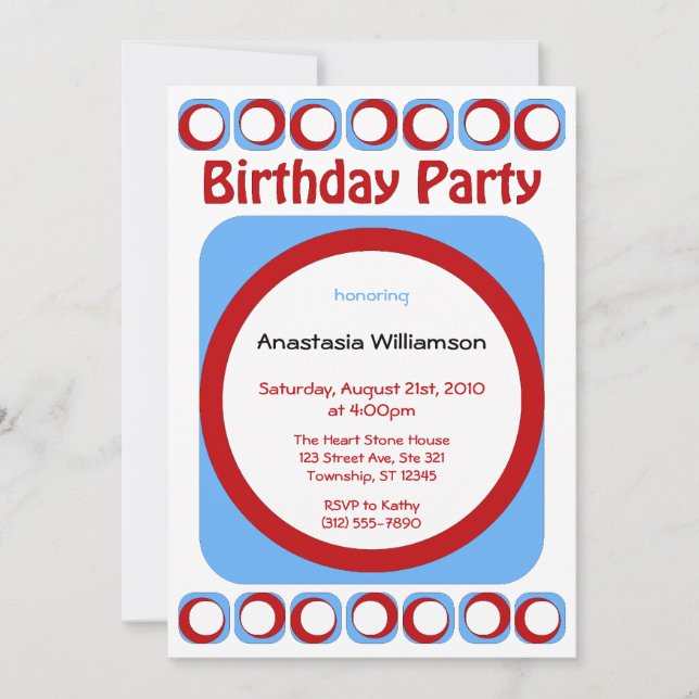 Invitaciones a la fiesta de cumpleaños de Guay Ret (Anverso)