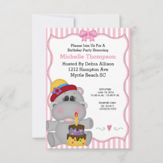 Invitaciones a la fiesta de cumpleaños de Hippo Ro