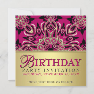 Invitaciones a la fiesta de cumpleaños de Hot Pink