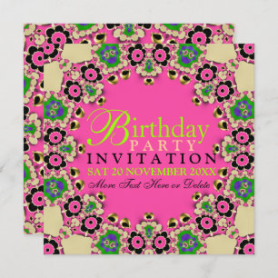 Invitaciones a la fiesta de cumpleaños de Hot Pink