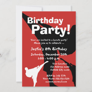Invitaciones a la fiesta de cumpleaños de Karate p