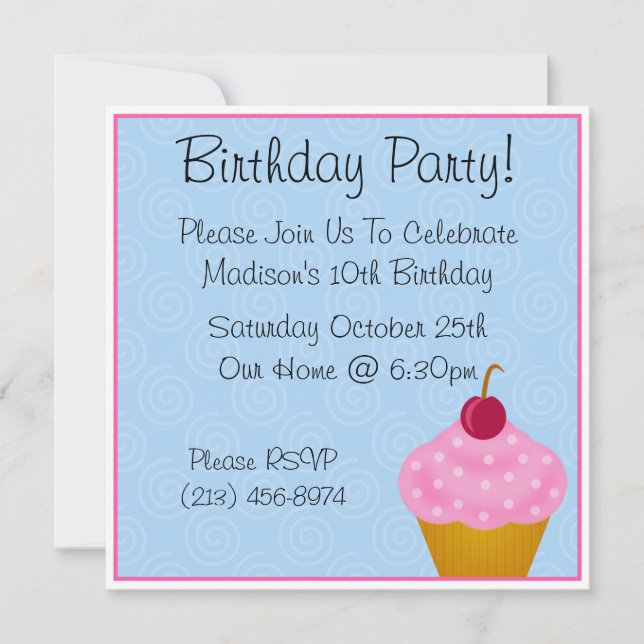 Invitaciones a la fiesta de cumpleaños de Kawaii C (Anverso)