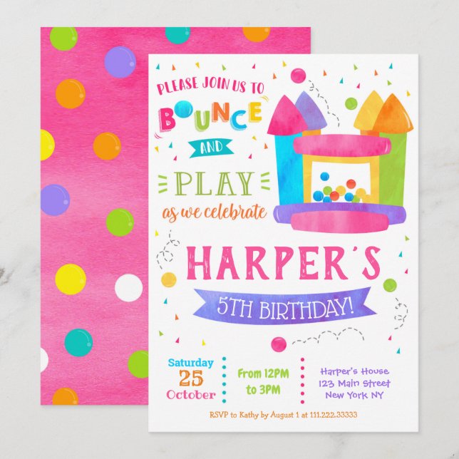 Invitaciones a la fiesta de cumpleaños de la casa  (Anverso / Reverso)