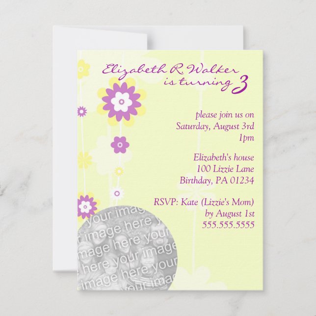 Invitaciones a la fiesta de cumpleaños de la chica (Anverso)