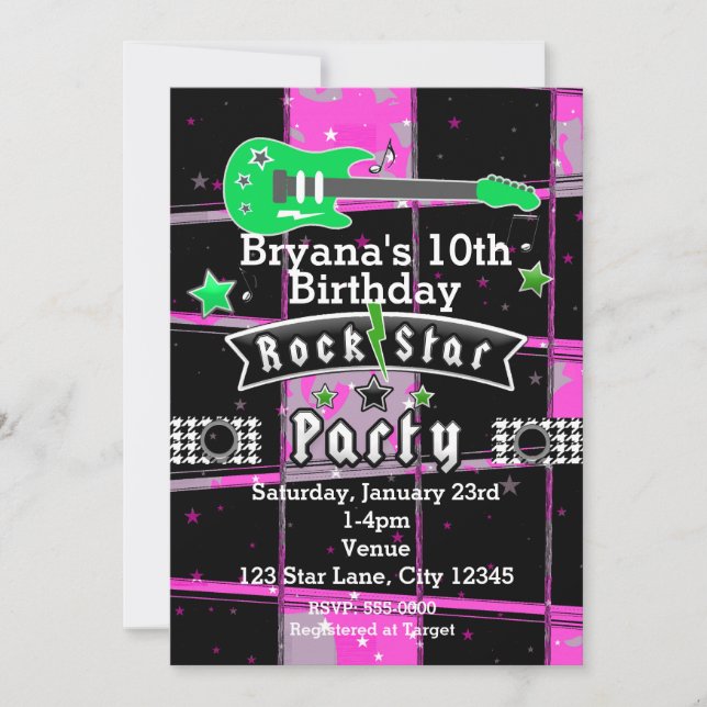 Invitaciones a la fiesta de cumpleaños de la estre (Anverso)