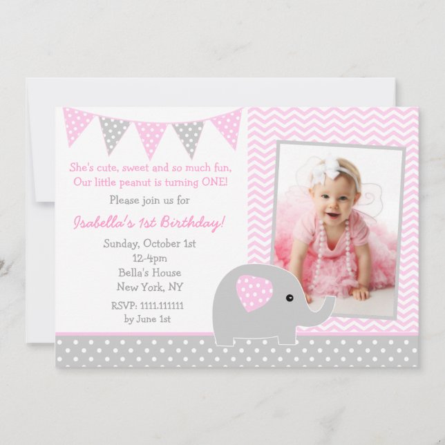 Invitaciones a la fiesta de cumpleaños de la foto  (Anverso)