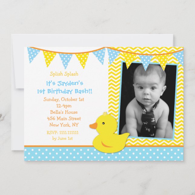 Invitaciones a la fiesta de cumpleaños de la foto  (Anverso)