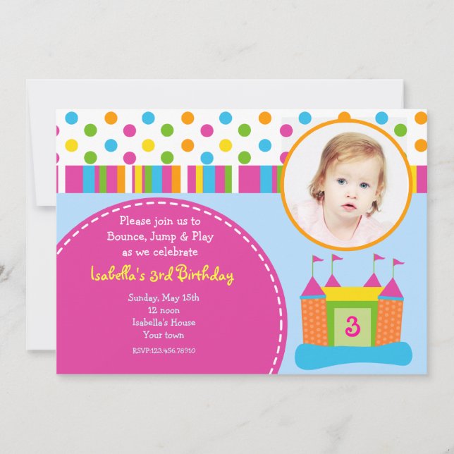 Invitaciones a la fiesta de cumpleaños de la foto  (Anverso)