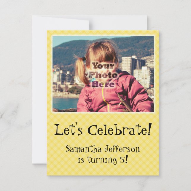 Invitaciones a la fiesta de cumpleaños de la foto  (Anverso)