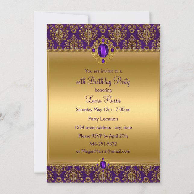 Invitaciones a la fiesta de cumpleaños de la joyer (Anverso)