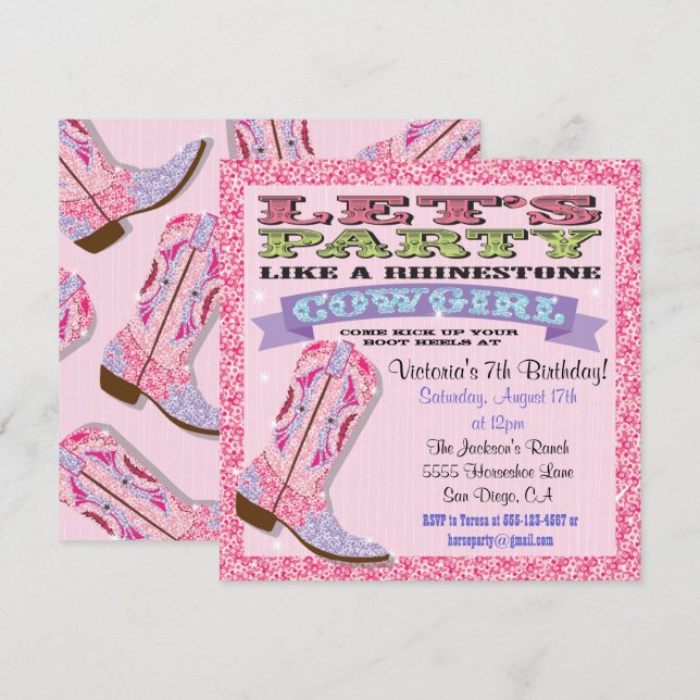 Invitaciones a la fiesta de cumpleaños de la niña  (Anverso / Reverso)