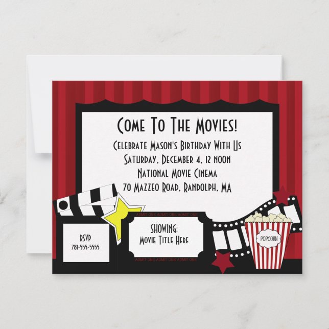 Invitaciones a la fiesta de cumpleaños de la pelíc (Anverso)