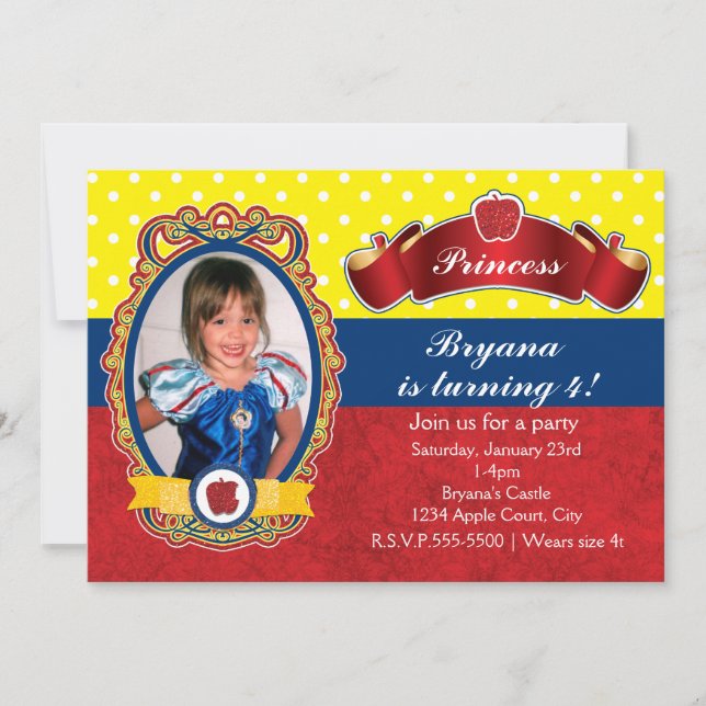 Invitaciones a la fiesta de cumpleaños de la princ (Anverso)