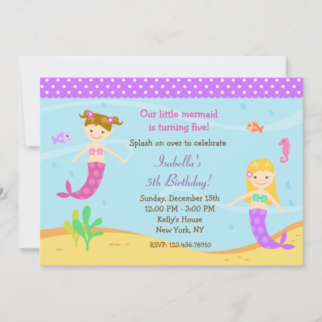 Invitaciones a la fiesta de cumpleaños de la siren (Anverso)