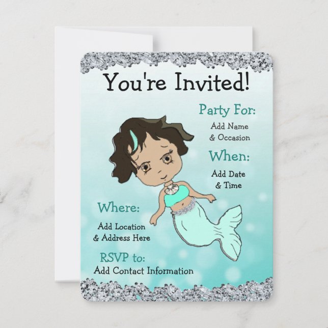 Invitaciones a la fiesta de cumpleaños de la siren (Anverso)