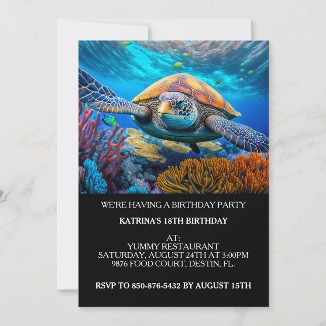Invitaciones a la fiesta de cumpleaños de la tortu (Anverso)