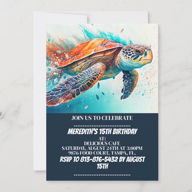 Invitaciones a la fiesta de cumpleaños de la tortu (Anverso)