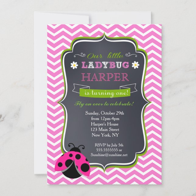 Invitaciones a la fiesta de cumpleaños de Ladybug (Anverso)