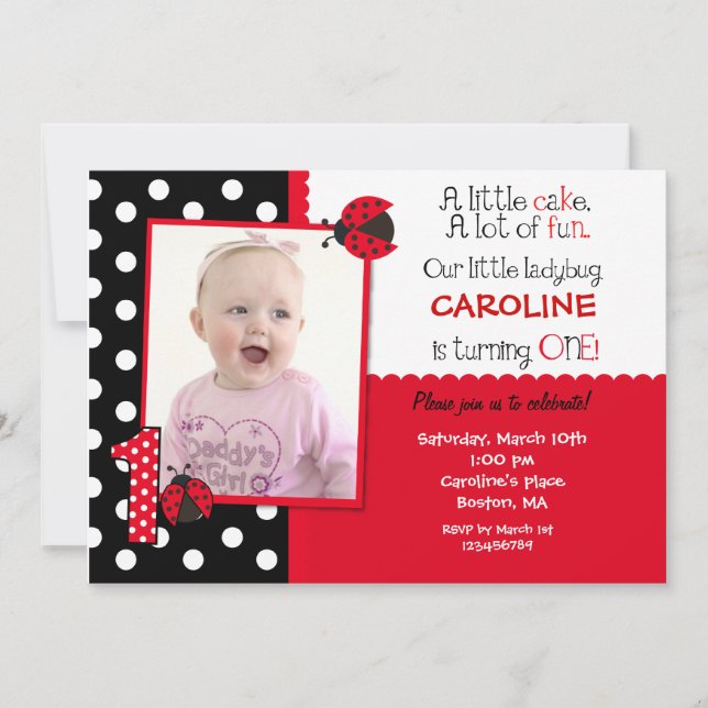 Invitaciones a la fiesta de cumpleaños de Ladybug (Anverso)