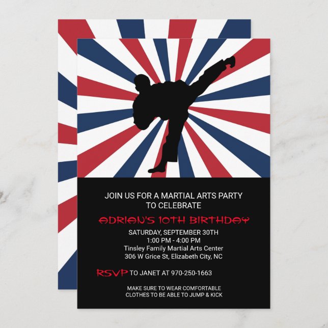 Invitaciones a la fiesta de cumpleaños de las arte (Anverso / Reverso)