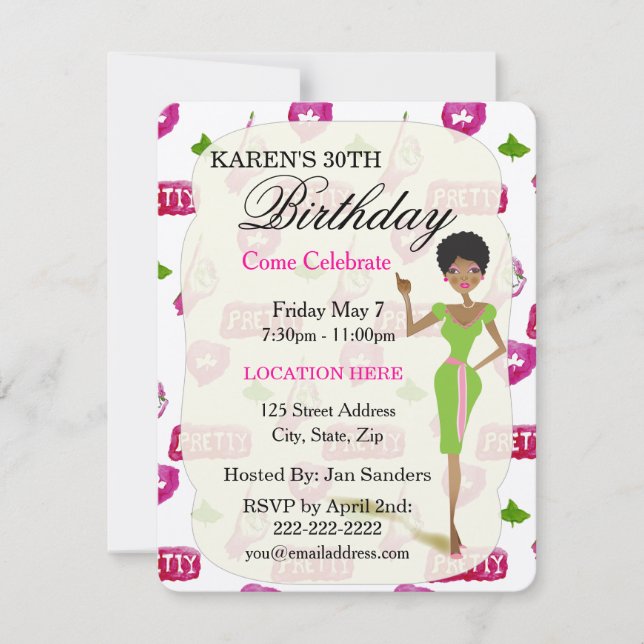 Invitaciones a la fiesta de cumpleaños de las chic (Anverso)