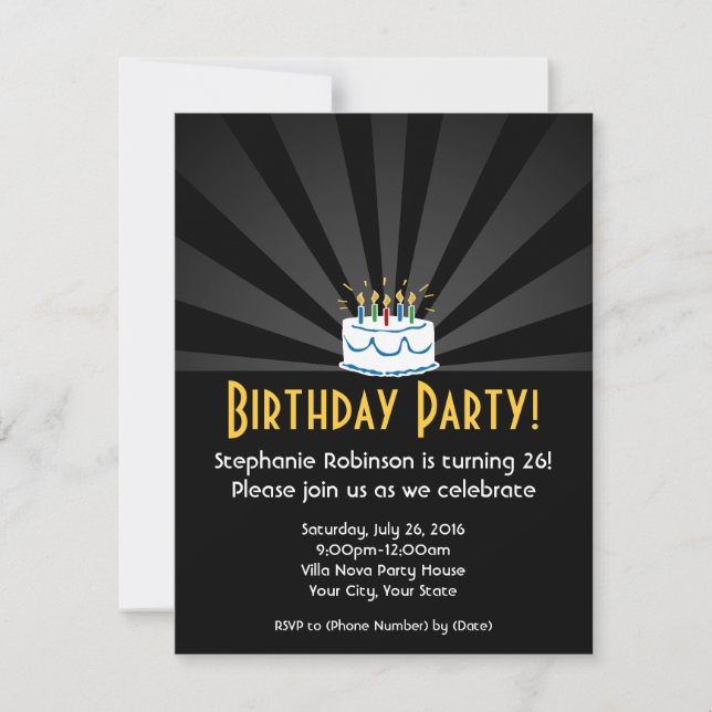 Invitaciones a la fiesta de cumpleaños de las luce (Anverso)