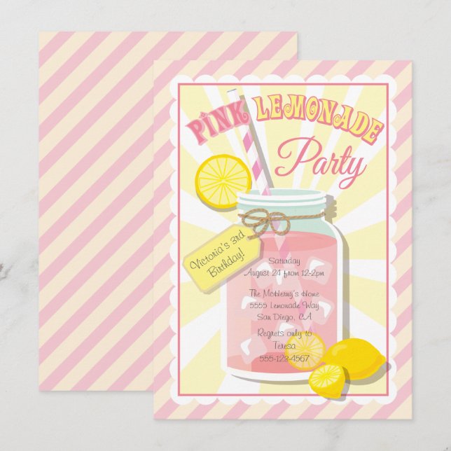Invitaciones a la fiesta de cumpleaños de Lemonade (Anverso / Reverso)