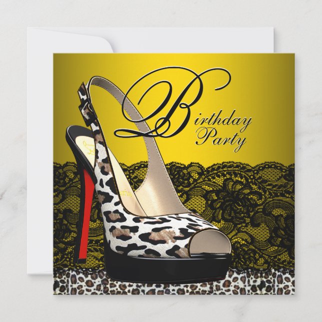 Invitaciones a la fiesta de cumpleaños de leopardo (Anverso)