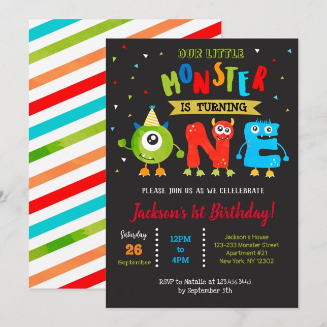 Invitaciones a la fiesta de cumpleaños de Little M (Anverso / Reverso)
