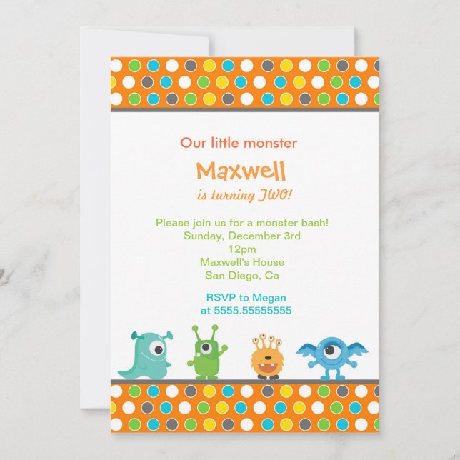 Invitaciones a la fiesta de cumpleaños de Little M (Anverso)