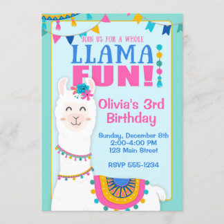 Invitaciones a la fiesta de cumpleaños de Llama