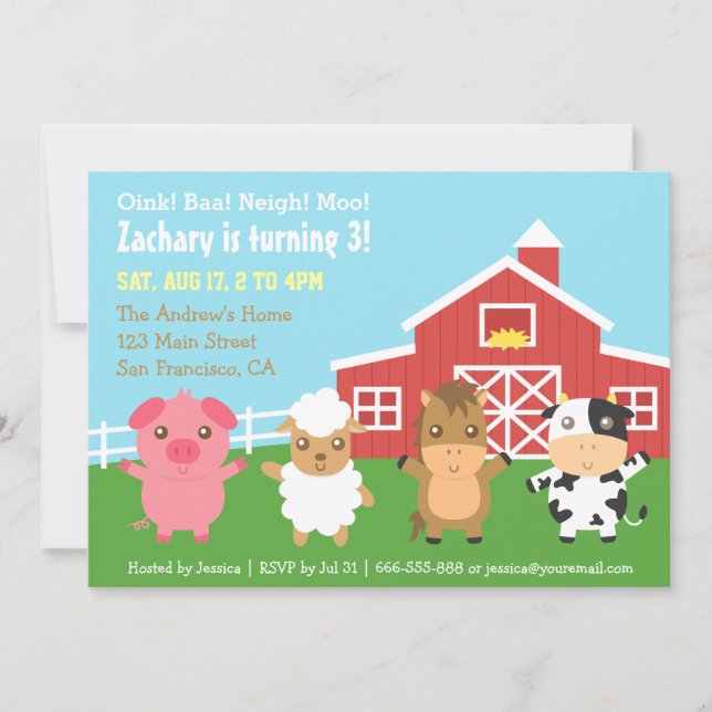 Invitaciones a la fiesta de cumpleaños de los anim (Anverso)