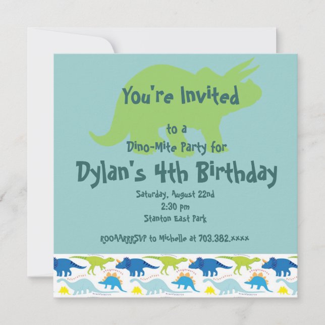Invitaciones a la fiesta de cumpleaños de los dino (Anverso)