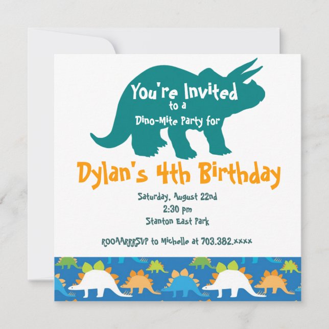 Invitaciones a la fiesta de cumpleaños de los dino (Anverso)