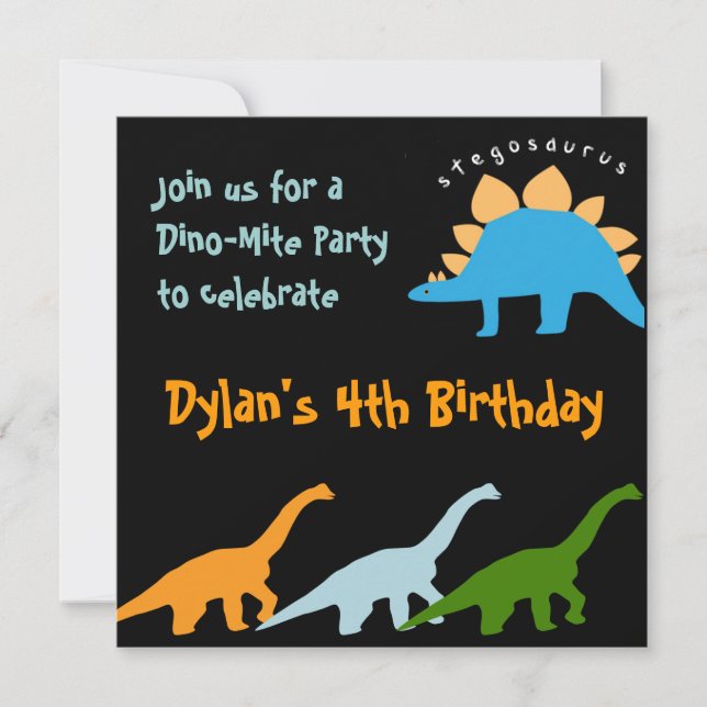 Invitaciones a la fiesta de cumpleaños de los dino (Anverso)