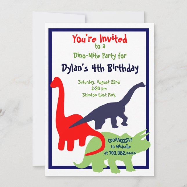 Invitaciones a la fiesta de cumpleaños de los dino (Anverso)