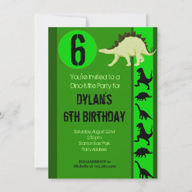 Invitaciones a la fiesta de cumpleaños de los dino (Anverso)