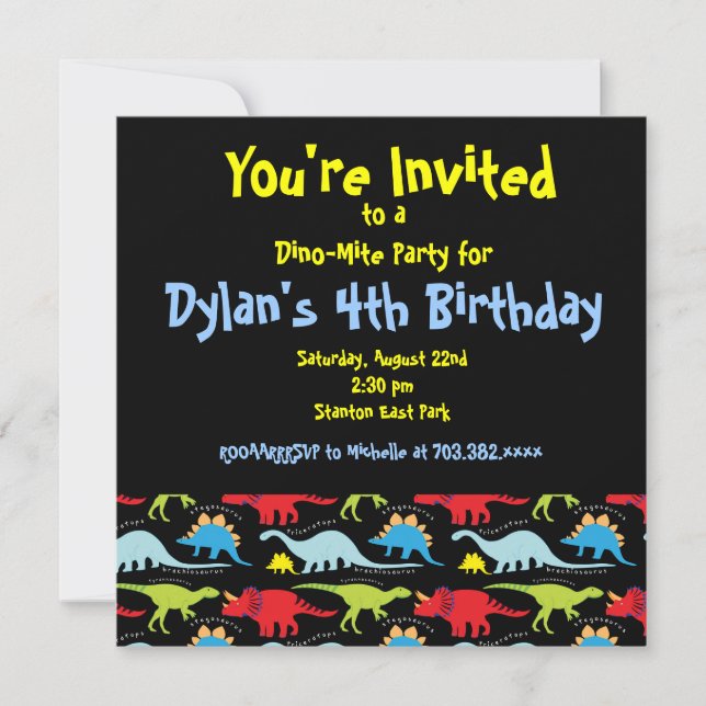 Invitaciones a la fiesta de cumpleaños de los dino (Anverso)