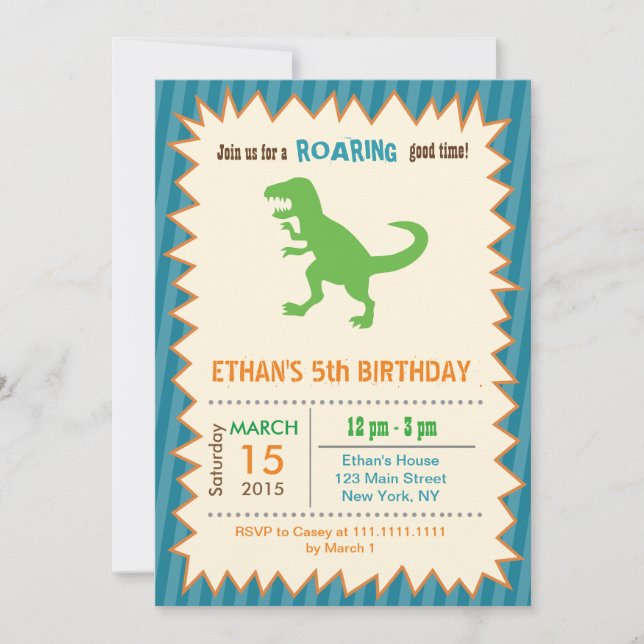 Invitaciones a la fiesta de cumpleaños de los dino (Anverso)