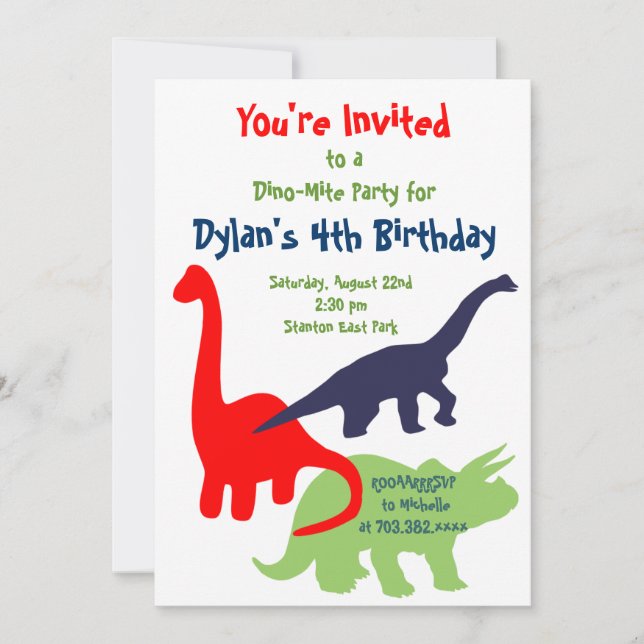 Invitaciones a la fiesta de cumpleaños de los dino (Anverso)